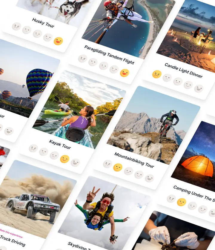 Evaluation of experiences according to user preferences Gallery of rated experiences based on a user's personal preferences.